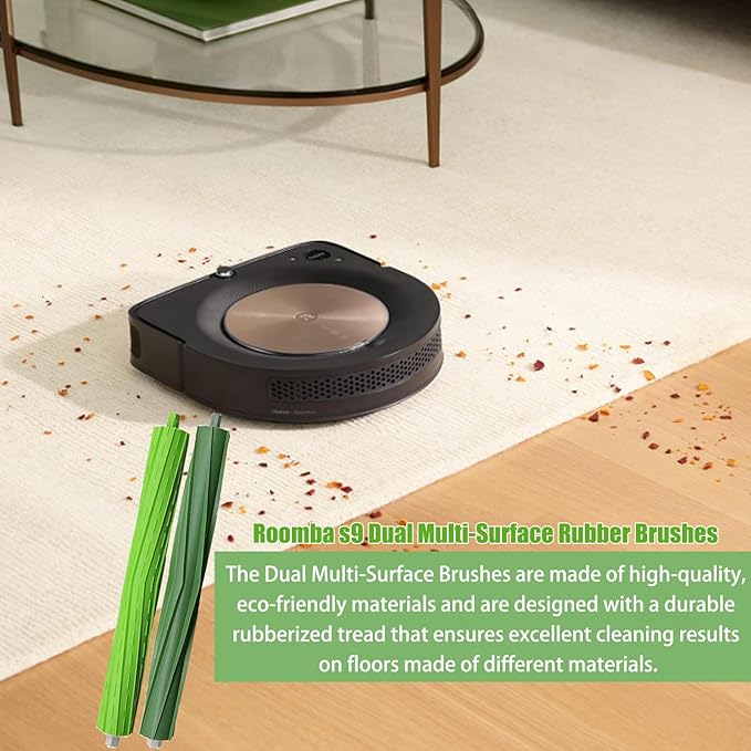 4 Set s9 replacement rollers Compatible with iRobot Roomba s9 (9150) s9+ s9 Plus (9550) s Series Vacuum Cleaner Multi-Surface Rubber Brushes,Roomba s Series roller brushes