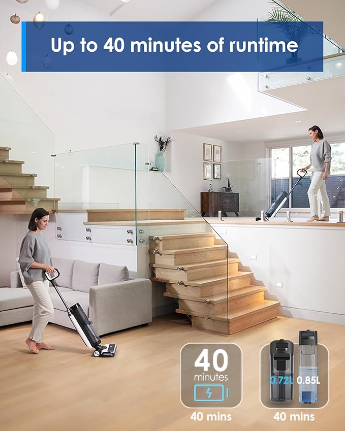 Tineco Floor ONE S7 FlashDry Smart Cordless Wet Dry Vacuum Cleaner, Long Runtime, Great for Sticky Messes, Self-Cleaning, 158℉Hot Air FlashDrying, Dual-Sided Edge Cleaning, Extended Battery Lifespan