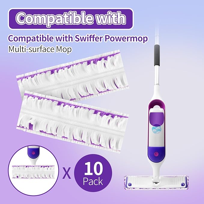 24 Pack Disposable Power Mop Pads for Swiffer Power Mop Pads, Compatible with Swiffer Power Mop Refills, Unscented Spray Replacement Floor Cleaning Refills for urface/Hardwood Floor Cleaning