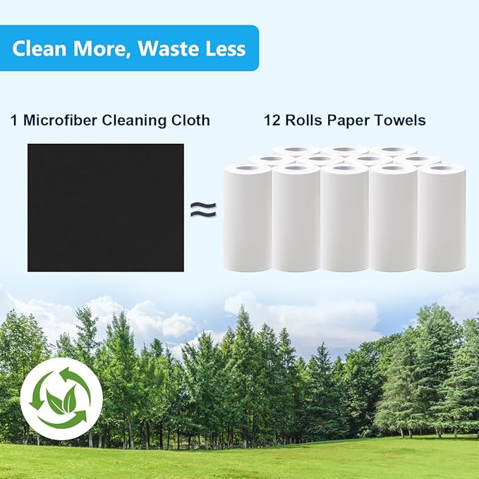 GLIMGLINT Black Microfiber Cleaning Cloth, 100 Pack Cleaning Rags, Lint-Free, Ultra Absorbent Reusable Paper Towels for Home, Kitchen, Car, Garage or Shop, Dish Rags, 11" x 9"