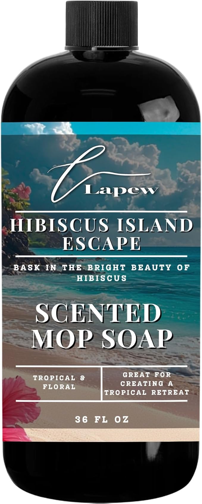 Luxury Floor Cleaner, Scented Mop Soap Concentrate | Hard Floor Cleaner for Tile, Vinyl, Laminate, LVP & Sealed Hardwood | Low-Foam, Streak-Free | 36 oz | Hibiscus Island Escape
