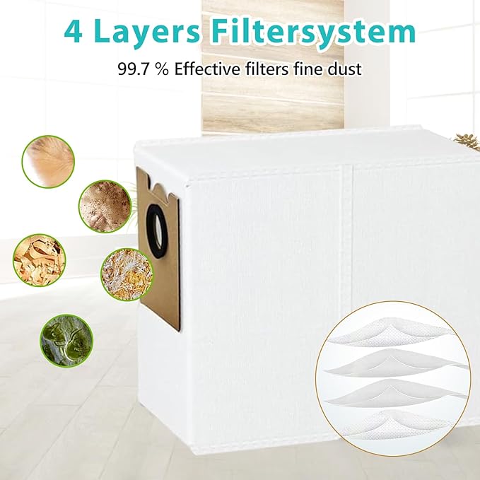 15 Pack Replacement Dust Bag Mop Cloths Compatible with Lefant M2 Plus/ M2 Pro / M2S Pro Robot Vacuum Cleaner Accessories Parts, 9 Dust Bags 6 Mop Cloths