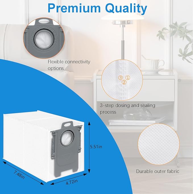 24 Pack Dust Bags Replacement for Roborock QV 35A/Qrevo S5V/QV35S/Saros 10/10R/Z70/Qrevo/Q Revo/S/Qrevo Pro/Plus/MaxV/Master/Curv/Edge/S5X/Qrevo Edge S5A/S8 MaxV/S8 Max Ultra Robot Vacuum Cleaner