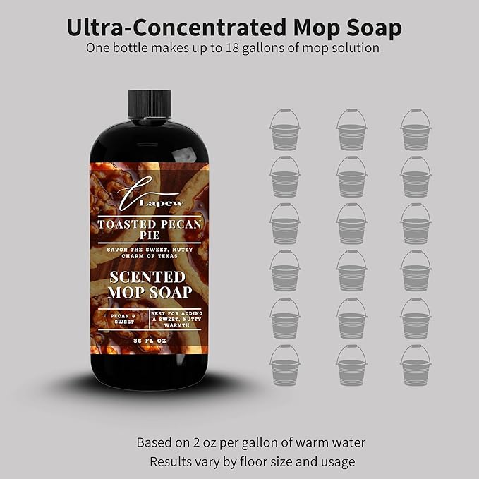 Luxury Floor Cleaner, Scented Mop Soap Concentrate | Hard Floor Cleaner for Tile, Vinyl, Laminate, LVP & Sealed Hardwood | Low-Foam, Streak-Free | 36 oz | Toasted Pecan Pie