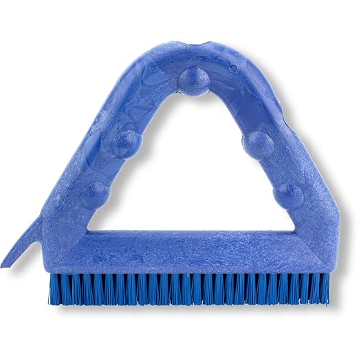 SPARTA Plastic Commercial Grout Brush, Triangle-Shaped Scrub Brush with Scraper and Two Threaded Holes for Attaching Handle (Sold Separately), 9 x 7 x 7 Inches, Blue, (Pack of 4)