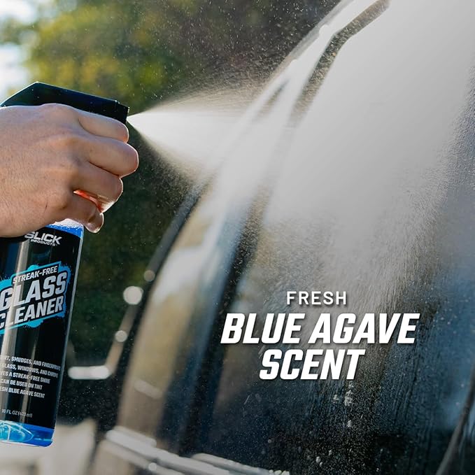 Slick Products Streak-Free Glass Cleaner – Ammonia-Free Window, Mirror, Chrome & Tint Cleaner – Removes Dirt, Smudges & Fingerprints – Ready-to-Use – 64 oz.