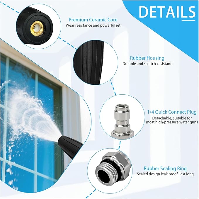 Turbo Nozzle Pressure Washer Tips, Max 4000 PSI, Upgrade 360° Rotating Turbo Spray Tips with 1/4" Quick Connector for Cleaning Car, Garden, Concrete Brick, 4.0 GPM 4.0 Orifice