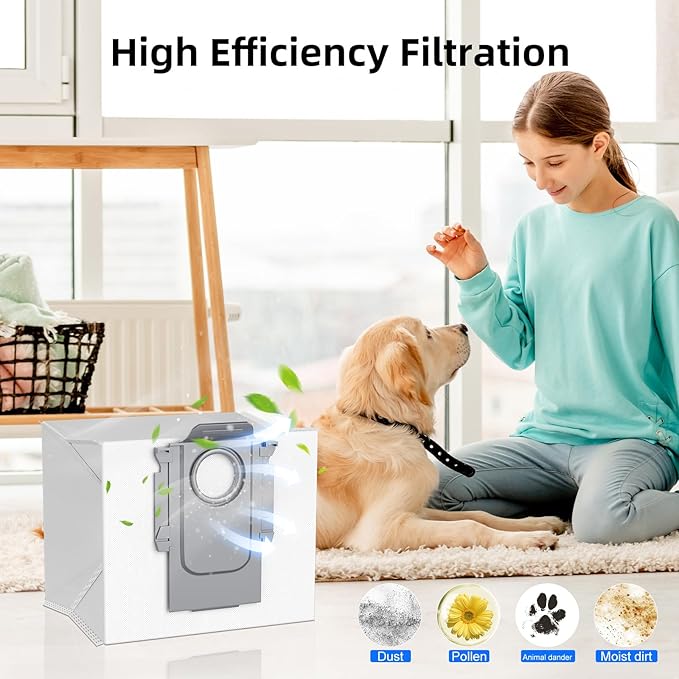 8 Pack Dust Bags Compatible with Roborock Q Revo, Qrevo Pro, Qrevo S, Qrevo MaxV, Qrevo Plus, Qrevo Master, S8 Max Ultra, S8 MaxV Ultra Vacuum Cleaner, 3.0L Large Capacity Disposable Bags