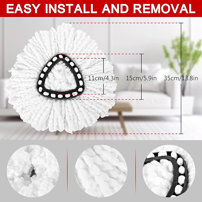 15-Pack Spin Mop Superior Replacement Heads – Compatible with O-Cedar EasyWring and Other Spin Mops, Durable and Washable Refills for Effortless Floor Cleaning - iDeaology