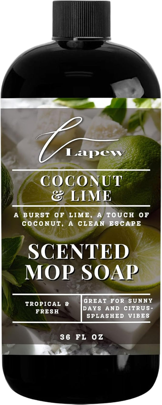 Luxury Floor Cleaner, Scented Mop Soap Concentrate | Hard Floor Cleaner for Tile, Vinyl, Laminate, LVP & Sealed Hardwood | Low-Foam, Streak-Free | 36 oz | Coconut & Lime