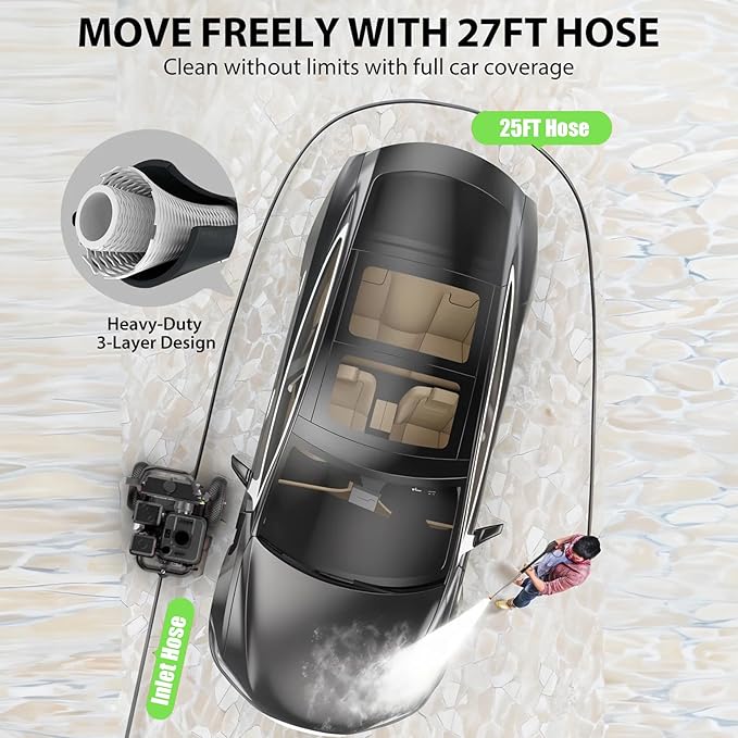 4200PSI Gas Pressure Washer, 4.0GPM Heavy Duty Power Washer with 5 Quick Connect Nozzles, 25ft Flexible Hose and 0.5Gal Soap Tank, 212cc 7.0 HP Engine, EPA/CARB/ETL Compliant, Gray