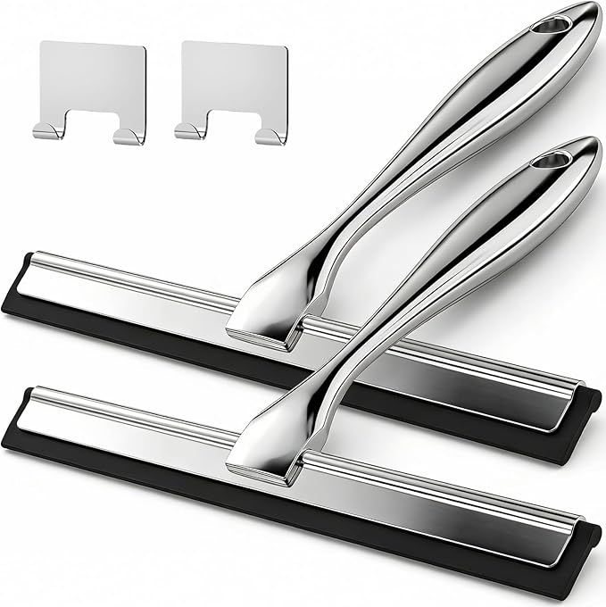 ALOFLD 2 Pack Shower Squeegee for Glass Doors, Stainless Steel Rustproof Squeegee for Shower Glass