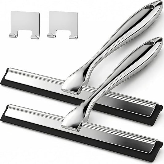 ALOFLD 2 Pack Shower Squeegee for Glass Doors, Stainless Steel Rustproof Squeegee for Shower Glass