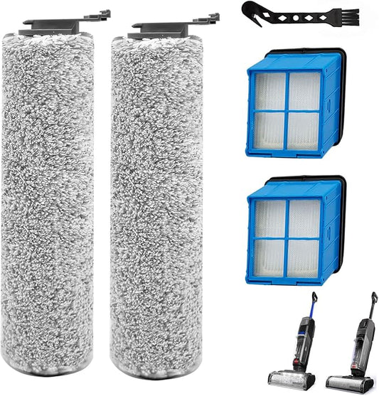 Replacement Parts Kit for Bissell Crosswave Omniforce/OmniFind | Compatible with Bissell Vacuum Models: Omniforce (3882/3883) & OmniFind (3967F/3970F) (2 Brushes + 2 Filters)