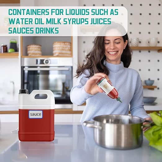 3 Pcs 1 Gallon Plastic Jug with Lids and Handles Translucent Square Liquid Storage Containers Reusable Empty Camping Water Jugs for Water Sauces Soaps Detergents Liquids Cleaning Solutions