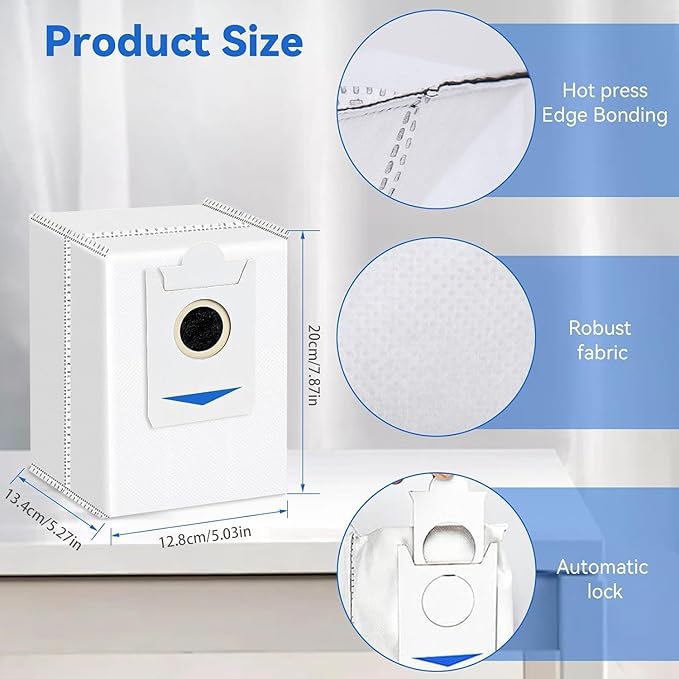 Vacuum Bags Compatible with ECOVACS DEEBOT X2 Omni/ X2/ X2 PRO/ DEX86/T30S / T30S PRO/X5 Robot Vacuum Cleaner - Disposable Replacement Dust Bags（12Pack)