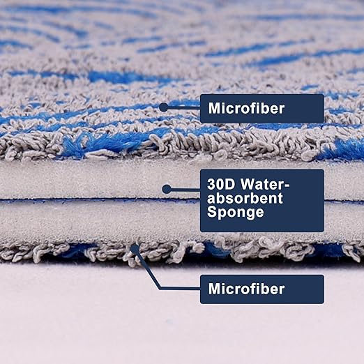 3PK 19inch Comerical Grade Microfiber Carpet Bonnet Pads with Cleaning Strips ， Durable and Absorbent Cleaning Carpet Bonnets Pads Buffing Pad Mounts to Any Traditional Pad Driver
