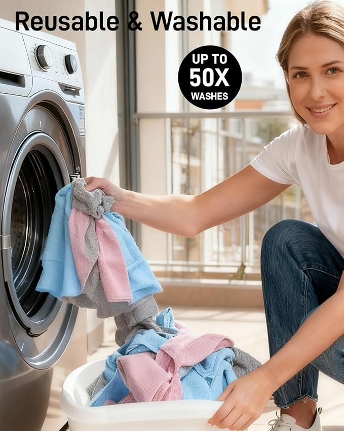 150 Pack Microfiber Cleaning Cloth Roll, XINDELL 12"x12" Tear-Off Lint-Free Towels for Car Detailing, Auto Window & Interior Cleaning Cloths – Ultra Absorbent, Scratch-Free, Blue