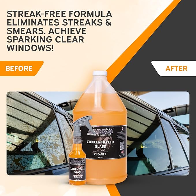 LANE'S Concentrated Auto Glass Cleaner | Tint-Safe Car Windshield, Window Cleaner | Removes Automotive Smoke Film, Fingerprints, & Smudges | Streak-Free, Safe for All Glasses | 128oz, 2 Pack