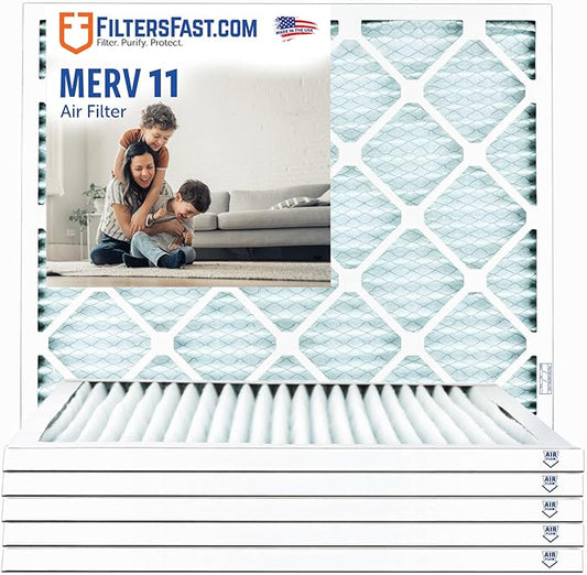 Filters Fast 20x24x1 Air Filter MERV 11, 1" AC Furnace Air Filters, Made in the USA, Actual Size: 19.75"x23.75"x0.75, 6 Pack
