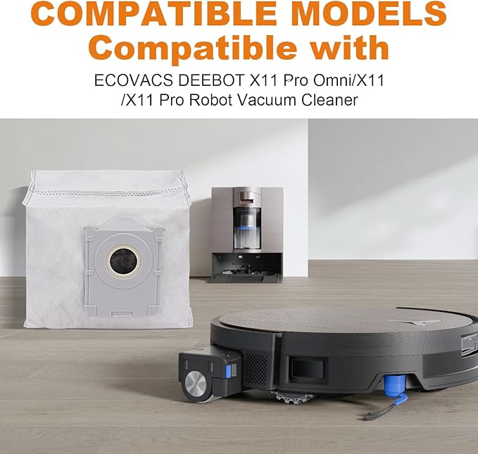 X11 Vacuum Bags for ECOVACS DEEBOT X11 Pro Omni/X11/X11 Pro Robot Vacuum Cleaner - Disposable Replacement Dust Bag Vacuum Cleaning Accessories Part（12Pack)