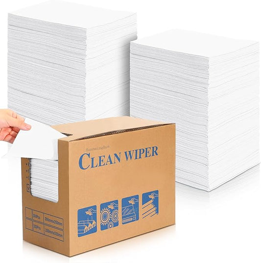 300 Sheets 9.84 x 13.78 in Disposable Shop Towels Bulk Heavy Duty Shop Towels Lint Free Paper Absorbent Anti Dissolution for Garage Car Work(White)