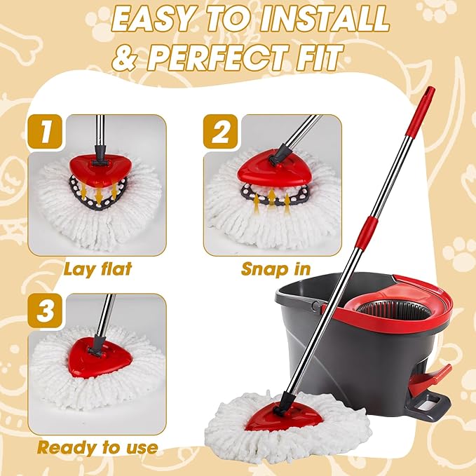 20 Pack Mop Replacement Heads, Microfiber Spin Mop Refills for EasyWrin 1-Tank System, 360 Degree Mop Replacement Head, Machine Washable Spin Mop Replace Head for Easy Floor Cleaning