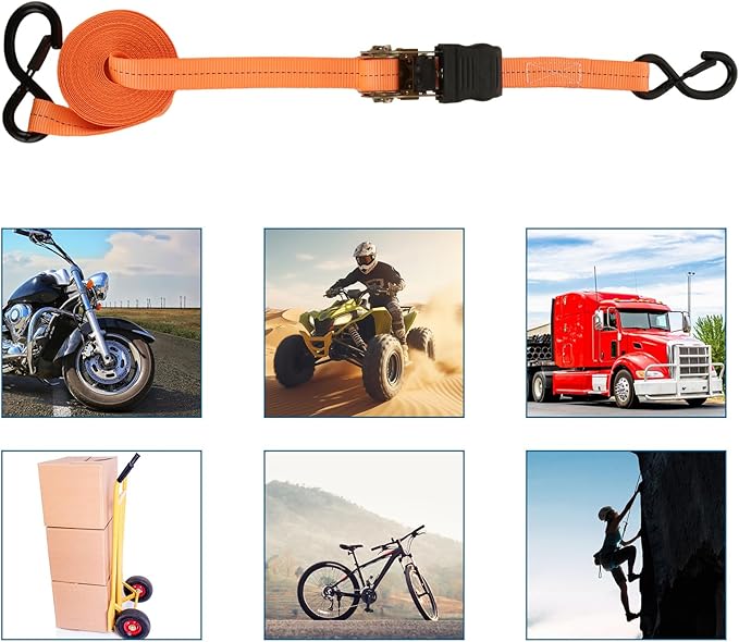 4Pack Ratchet Straps, 20Ft Ratchet Tie Down Straps, 1700 LB Break Strength Ratchet Cargo Straps with Safety Lock S Hooks & Soft Loops for Moving Cargo, Motorcycle, Appliances, Lawn Equipment
