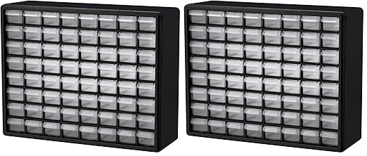 Akro-Mils 64-Drawer Plastic Storage Cabinet, 20-Inch W x 6-Inch D x 16-Inch H | Black | Model 10164 | Garage Organization