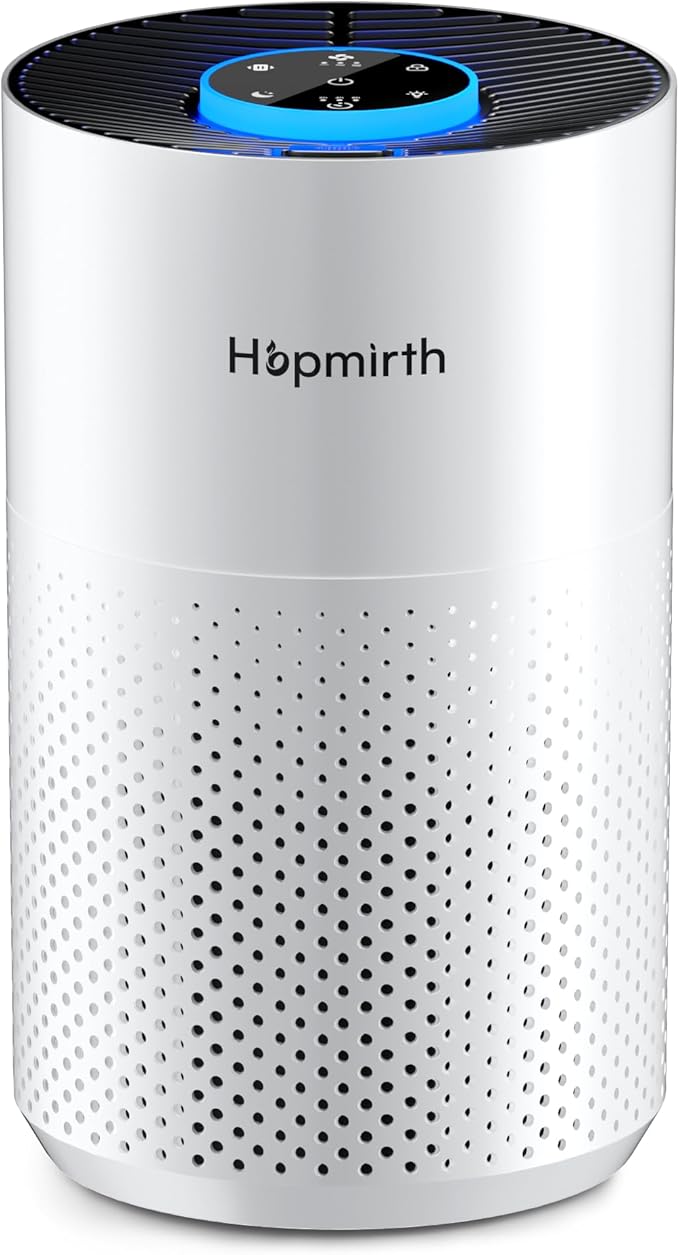 Upgraded Air Purifiers for Bedroom & Home with H14 True HEPA Filter, Covers Up to 1280ft², 360° Air Intake, Quiet Pet Air Purifier, Fragrance & Timer, Removes Smoke,Pet Dander & Pollen,White