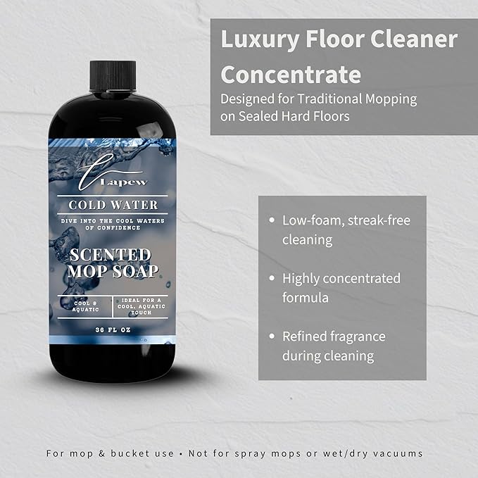 Luxury Floor Cleaner, Scented Mop Soap Concentrate | Hard Floor Cleaner for Tile, Vinyl, Laminate, LVP & Sealed Hardwood | Low-Foam, Streak-Free | 36 oz | Cold Water