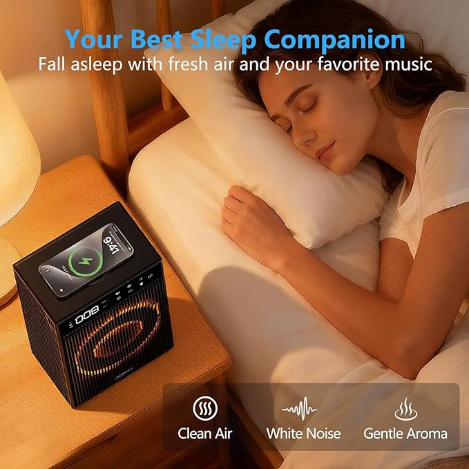 CleanForce Rainbow Cube | World’s First 4-in-1 Space-saving Air Purifier with Bluetooth Speaker, Wireless Charger & Aroma Diffuser | Swiss Tech，over 900ft² Coverage | Ultra-Quiet