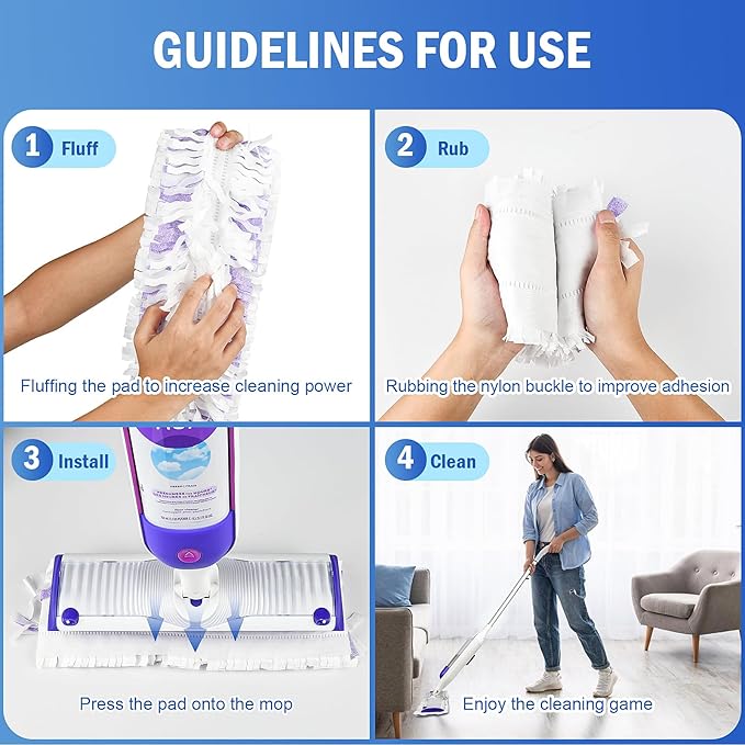 Cleaning Pads Compatible with Swiffer® Power MOP™ Refills | 45 Pack 20% Thicker Pads | Pet Hair & Grease Deep Cleaner