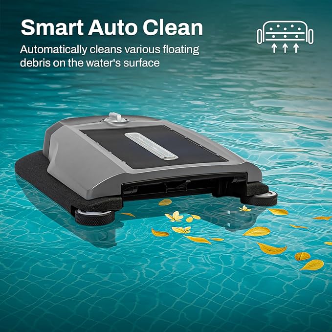 Betta Flex Solar-Powered Robotic Pool Skimmer – Cordless with Dual Cleaning Modes, Soft-Touch Pool Protection. Compatible with Infinity Edge, In-Ground & Above-Ground Pools (Grey)