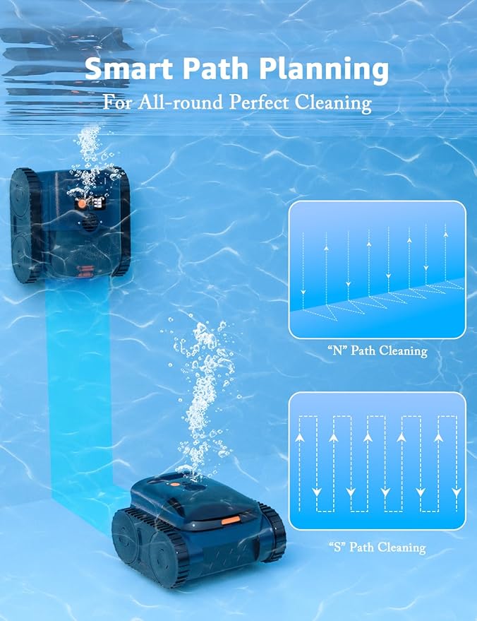 Pool Vacuum for Inground Pools, Zyerch Robotic Pool Cleaner for Above Pools with Floor/Wall Climbing/Waterline Cleaning, 180 Min Runtime, Pools up to 2150 Sq.Ft