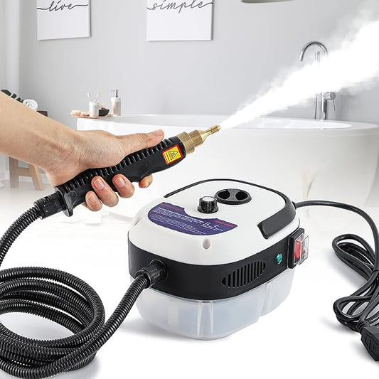 Moongiantgo High Pressure Steam Cleaner, 2500W Portable High Temp Bathroom Power Steamer Cleaning Machine Steam Humidity Adjustable For Home Use Kitchen Grease Car Detailing (110V, White)