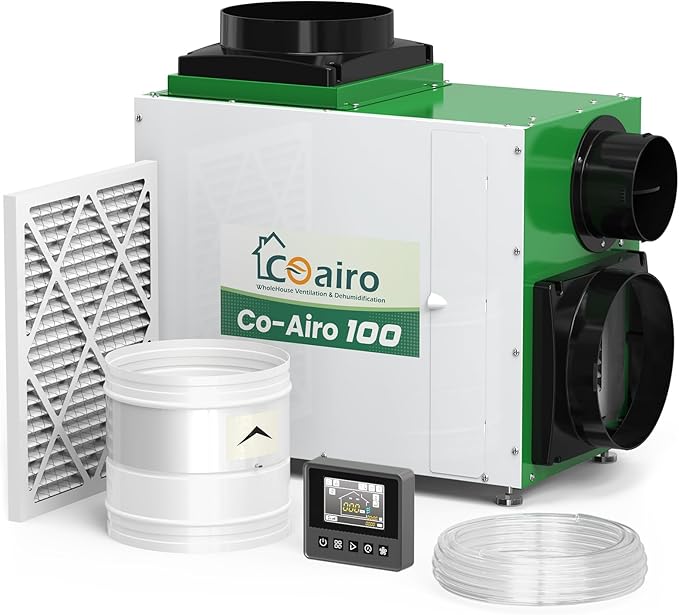 Whole House Dehumidifier, 180 Pint with Fresh Air Function with Controller, Commercial Dehumidifier with Drain Hose Up to 2300 sq. ft. for Grow Tent, Whole House, Commercial, Basement