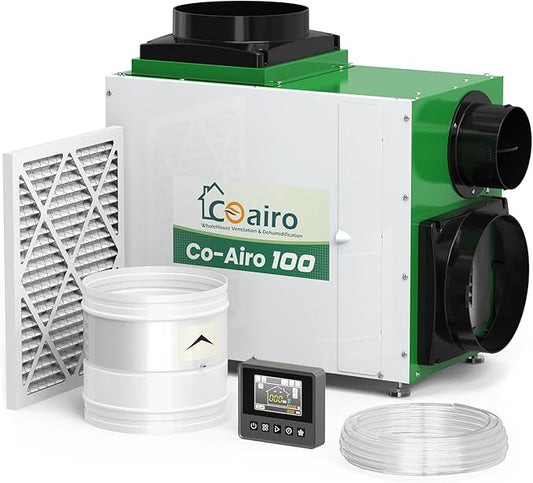 Whole House Dehumidifier, 180 Pint with Fresh Air Function with Controller, Commercial Dehumidifier with Drain Hose Up to 2300 sq. ft. for Grow Tent, Whole House, Commercial, Basement