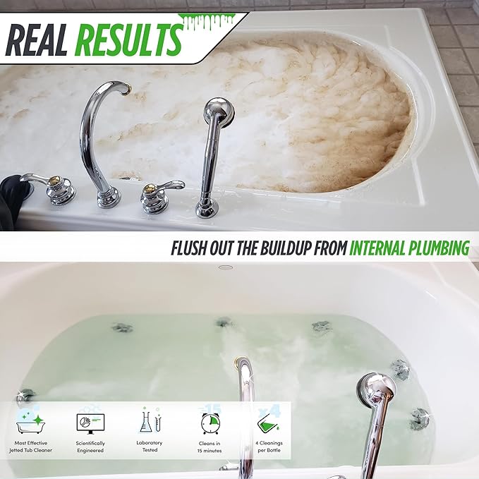 Oh Yuk Jetted Tub Cleaner for Jet Tubs, Bathtubs, Whirlpools, The Most Effective Jetted Tub Cleaner, Septic Safe, 32 Cleanings per Bottle - 1 Gallon