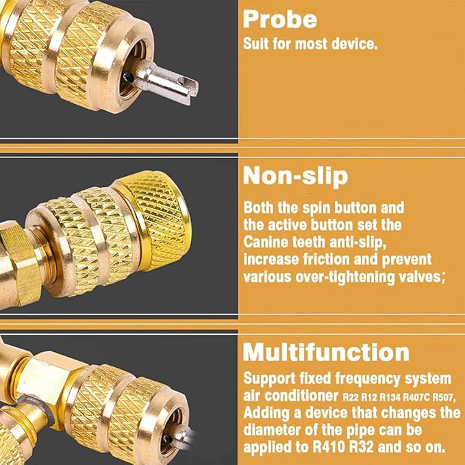HVAC Valve Core Remover Installer with Dual Size SAE 1/4 & 5/16 Port Air Conditioning Line Repair Tools for R22 R410A