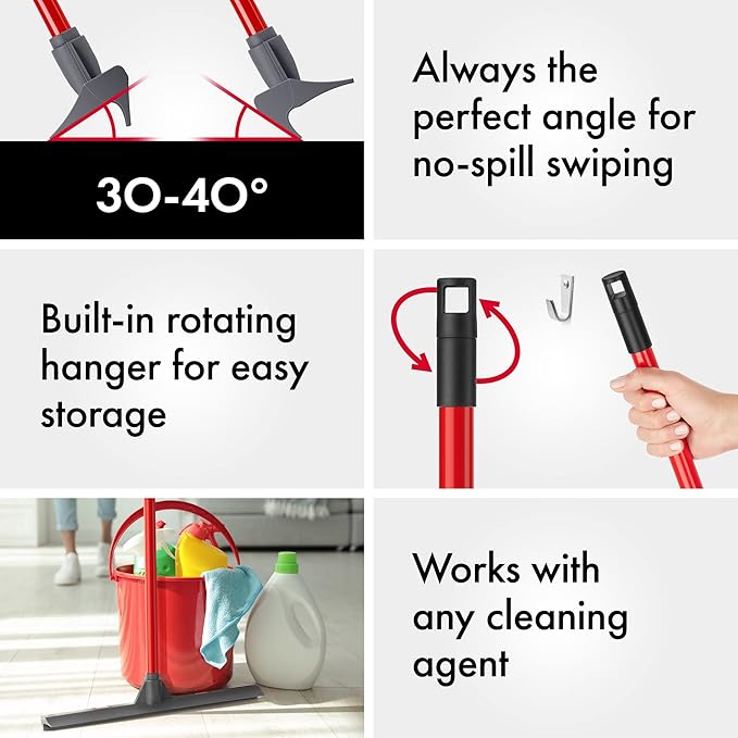 Tyroler Floor Squeegee for Concrete Floors, 17" Heavy Duty Squeegee for Floor, Squeegees Broom for Floors with 55" 4 Part Handle Perfect for Tiles, Marble, Garage, Deck, Patio, Bathroom, Shower