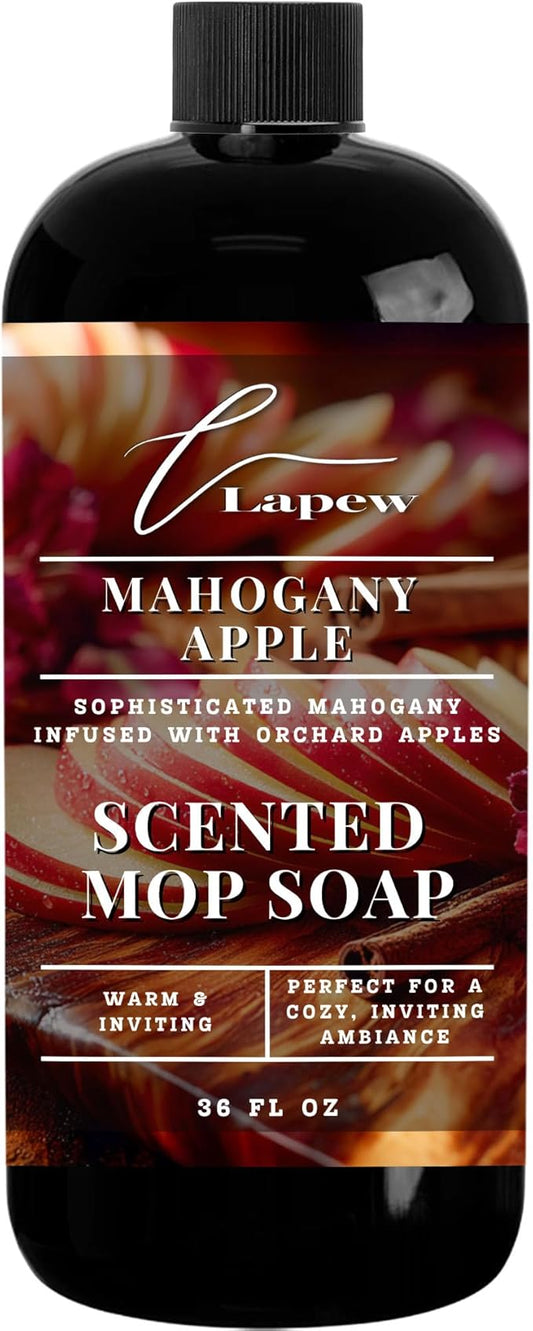 Luxury Floor Cleaner, Scented Mop Soap Concentrate | Hard Floor Cleaner for Tile, Vinyl, Laminate, LVP & Sealed Hardwood | Low-Foam, Streak-Free | 36 oz | Mahogany Apple