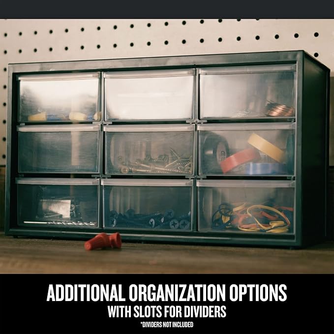 CRAFTSMAN Plastic Storage Organizer Bin System, 9 Compartment, Modular, Home Office (‎CMST40709)