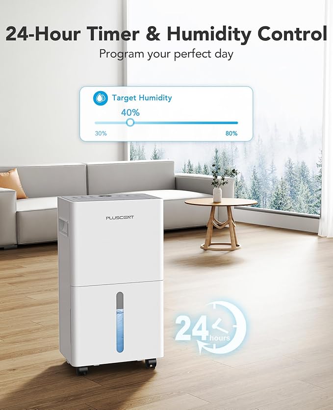 1,500 Sq. Ft Dehumidifier for Basement, 21 Pints Dehumidifiers for Home with Drain Hose, Quiet Operation, Smart Humidity Control, Auto Defrost, 24H Timer, Portable for Bedroom, RV, Bathroom