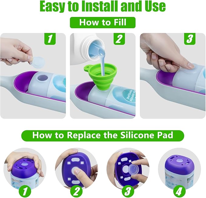 Power Mop Refillable Bottle for Swiffer PowerMop, Empty Reusable Bottle for Power Mop, 26 FL OZ Leak-Proof HDPE Solution Container with 5 Silicone Gaskets & Folding Funnel