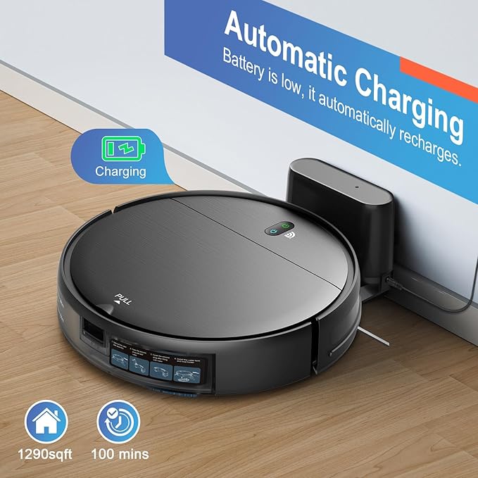 Robot Vacuum and Mop Combo, 2 in 1 Robotic Vacuum Cleaner with Schedule, App/Alexa/Voice Control, Slim 2.87", Self-Charging, 2300 Pa Suction & Long Runtime, Ideal for Hard Floor, Pet Hair, Carpet
