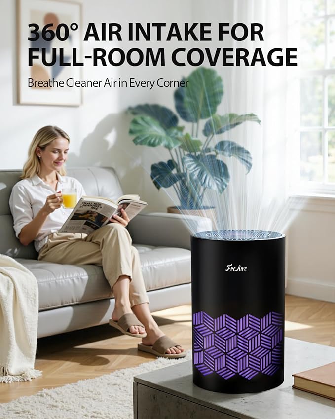FreAire Air Purifiers for Bedroom, Air Purifiers for Home with Lights, HEPA Air Purifier Removes Dust Smoke Pollen Dander Smell, for Home/Pets/Bedroom