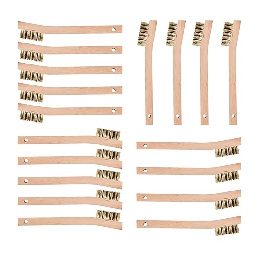 Wood Handle Wire Scratch Brush Sets (18, 18Pack-7in Brass Small Wire Scratch Brushes with Beech Wood Handle)