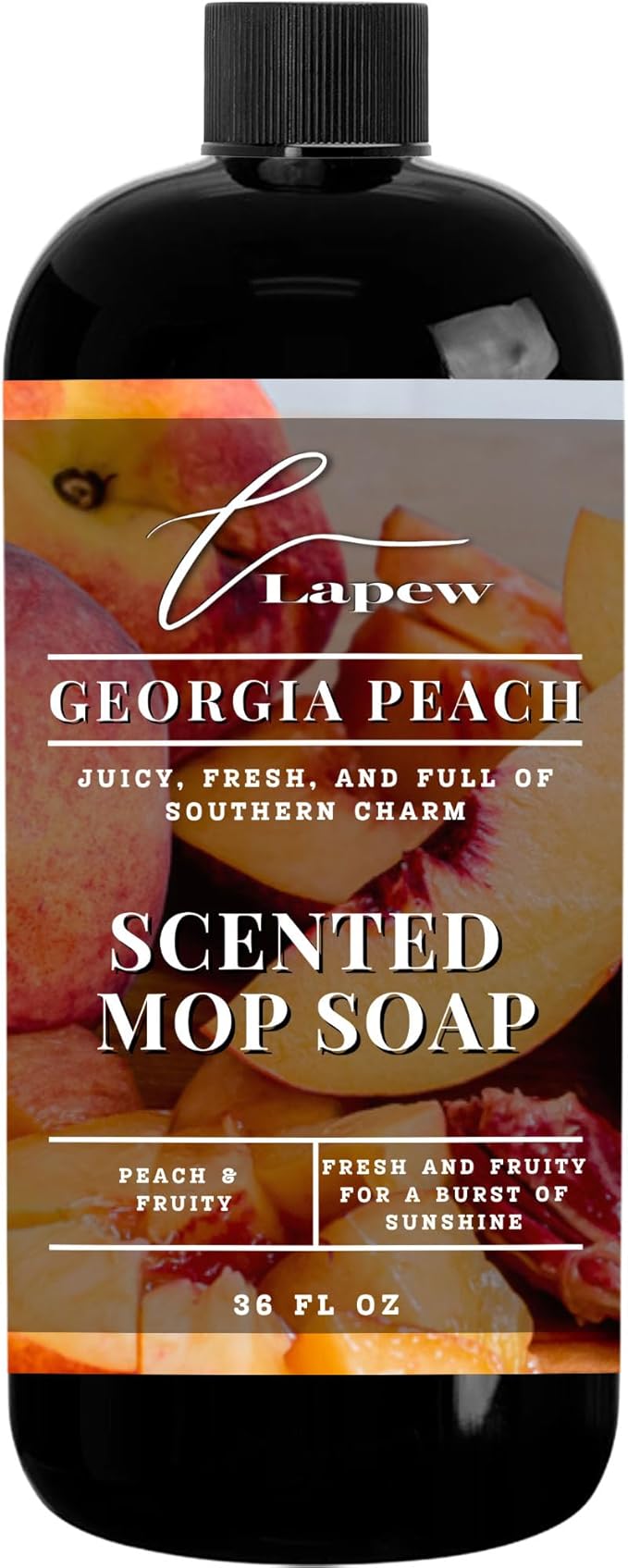Luxury Floor Cleaner, Scented Mop Soap Concentrate | Hard Floor Cleaner for Tile, Vinyl, Laminate, LVP & Sealed Hardwood | Low-Foam, Streak-Free | 36 oz | Georgia Peach
