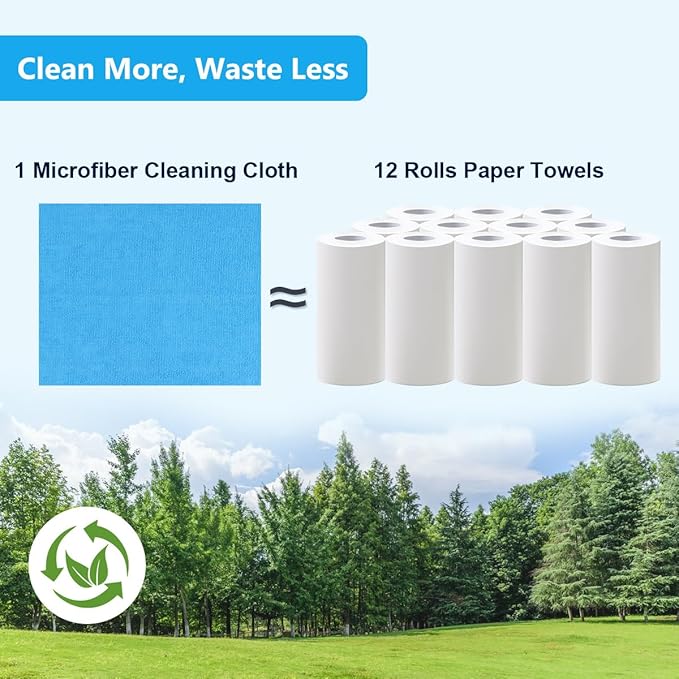 GLIMGLINT Shop Towel, 100 Pack Blue Microfiber Cleaning Cloth, Lint-Free, Ultra Absorbent Reusable Paper Towels for Home, Kitchen, Car, Garage or Shop, Cleaning Rags, 11" x 9"